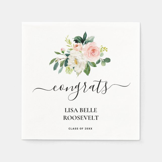 Servilleta De Papel Graduación de Chica Rubor rosa (Anverso)