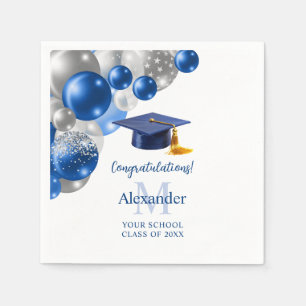 Servilleta De Papel Graduación de chicos azul personalizado