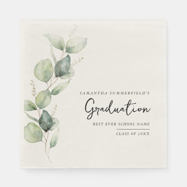 Servilleta De Papel Graduación de color de agua 2025 Papel Eucalyptus (Anverso)