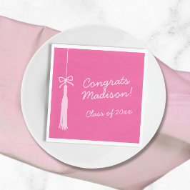 Servilleta De Papel Graduación de Coquette Bow Grad Tassel Pink 2025