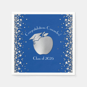 Servilleta De Papel Graduación de Educación de Maestros Plata Azul