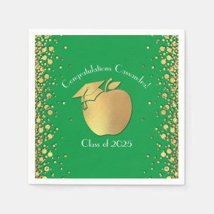 Servilleta De Papel Graduación de Educación para Maestros Verde Oro