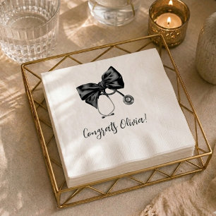 Servilleta De Papel Graduación de Enfermera Chic Coquette Bow Médico