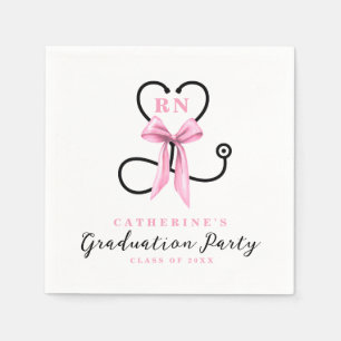 Servilleta De Papel Graduación de enfermeras con matrícula de Bow rosa