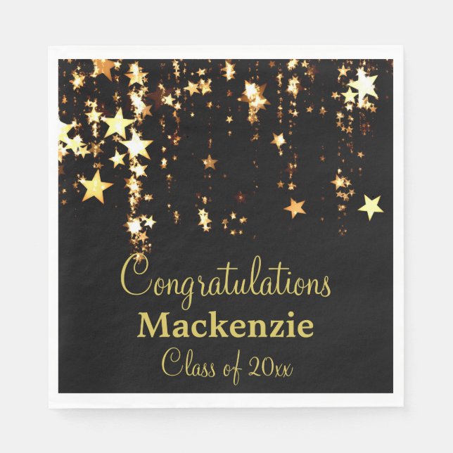 Servilleta De Papel Graduación de estrellas de oro (Anverso)