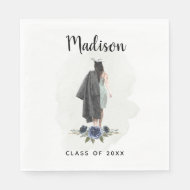 Servilleta De Papel Graduación de Floral de color de agua Su Nombre Fi