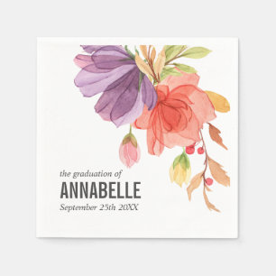 Servilleta De Papel Graduación de Flores Salvajes Verdes de Color de A