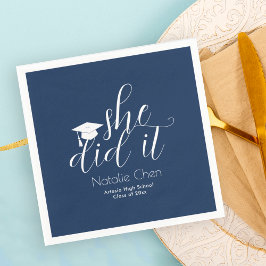 Servilleta De Papel Graduación de Fonts Blue Elegant Modern