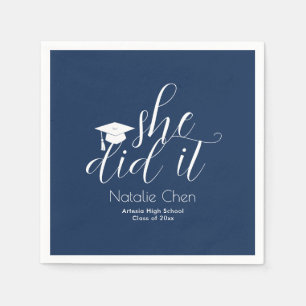 Servilleta De Papel Graduación de Fonts Blue Elegant Modern