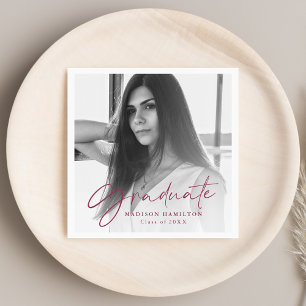 Servilleta De Papel Graduación de foto con guion de vino elegante