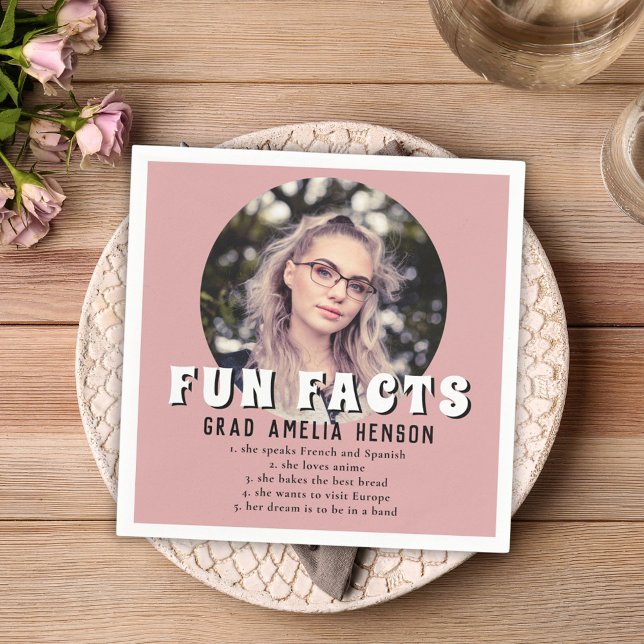 Servilleta De Papel Graduación de foto de graduado rosado con efecto d (Subido por el creador)