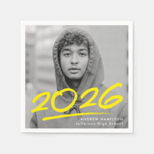 Servilleta De Papel Graduación de fotografía amarilla de 2025 con puré