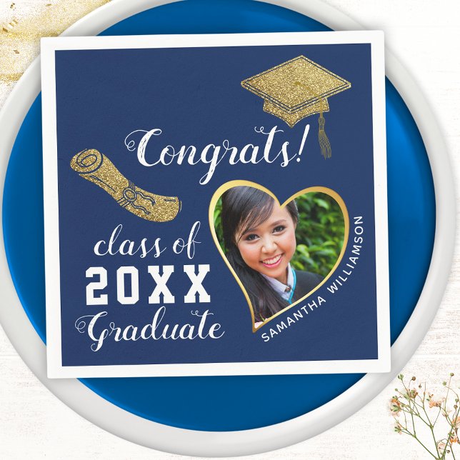 Servilleta De Papel Graduación de fotografía de grado Blue White Gold  (Subido por el creador)