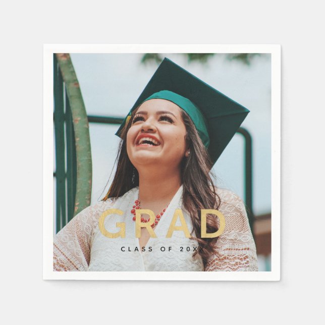 Servilleta De Papel Graduación de fotografía personalizada Grad Modern (Anverso)