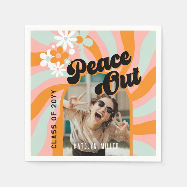 Servilleta De Papel Graduación de fotografía retro hippie (Anverso)