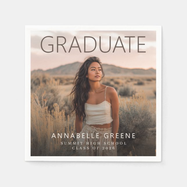 Servilleta De Papel Graduación de Fotos Boho Modernas (Anverso)
