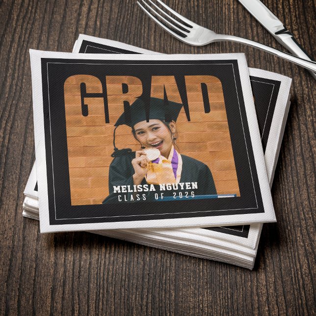Servilleta De Papel Graduación de Grad Photo Black (Grad Photo Black Graduation Napkins
)