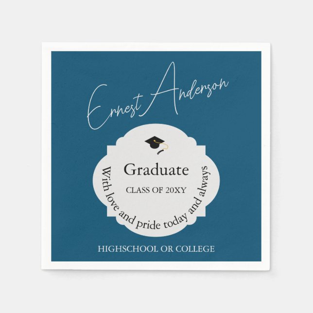 Servilleta De Papel Graduación de Graduado Elegante con Estilo de Guió (Anverso)