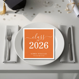 Servilleta De Papel Graduación de la clase de 2026 de Simple Orange