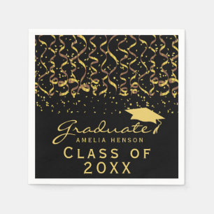 Servilleta De Papel Graduación de la clase de oro negro de Confetti de
