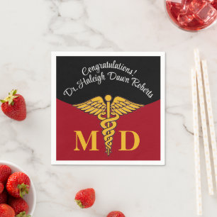 Servilleta De Papel Graduación de la Escuela de Medicina Caduceus Red