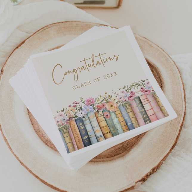 Servilleta De Papel Graduación de Libros Florales (Floral Books Graduation Napkins by Painted Paperie
)