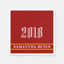 Servilleta De Papel Graduación de los colores oro y blanco/Personaliza