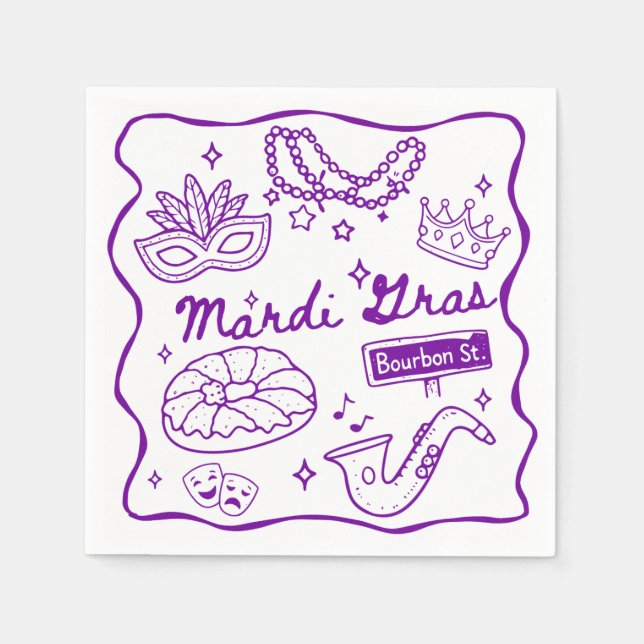 Servilleta De Papel Graduación de Mardi Gras (Anverso)