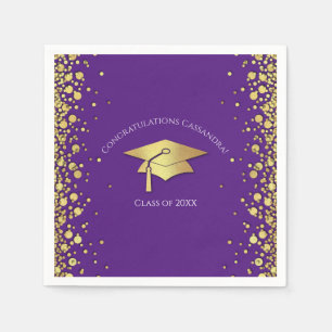 Servilleta De Papel Graduación de Morado y Dorado