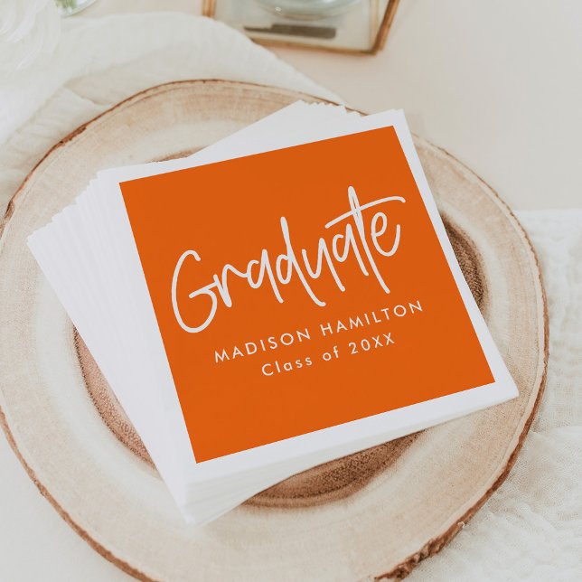 Servilleta De Papel Graduación de Naranja de guión preppy (Subido por el creador)