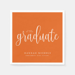 Servilleta De Papel Graduación de Naranja de guiones de caligrafía mod