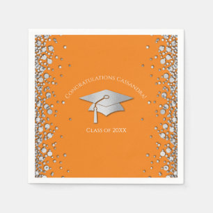 Servilleta De Papel Graduación de Naranja y Plata