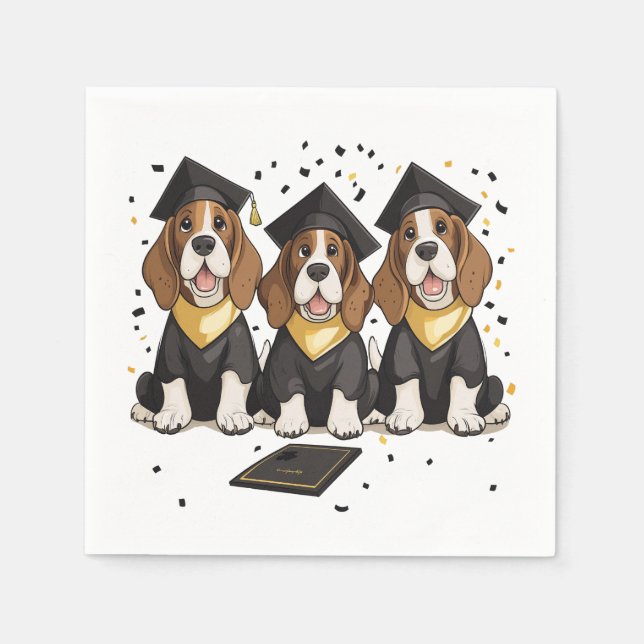 Servilleta De Papel Graduación de Perros de Hound Basset (Anverso)