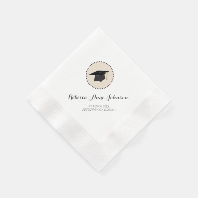 Servilleta De Papel Graduación de Personalizable de Mortarboard (Borde)