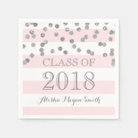 Graduación de rayas rosadas Silver Confetti 2018