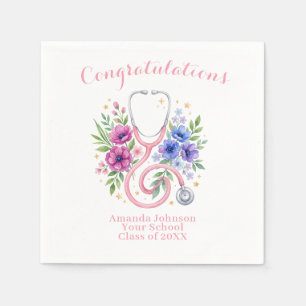 Servilleta De Papel Graduación de Rosa Floral Rosa