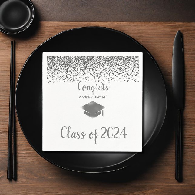 Servilleta De Papel graduación de Silver Confeti 2023 - Felicitaciones (Subido por el creador)