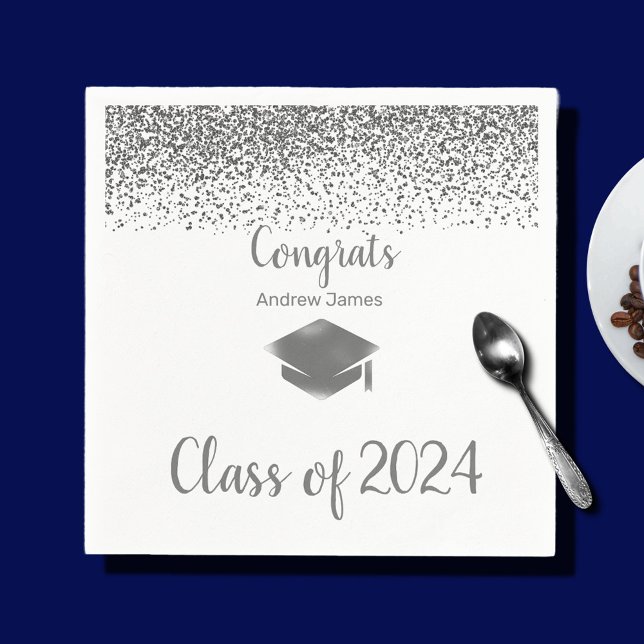Servilleta De Papel graduación de Silver Confeti 2024 - Felicitaciones (Subido por el creador)