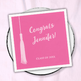 Servilleta De Papel Graduación De Tassel Grad De La Moda Pink Caliente