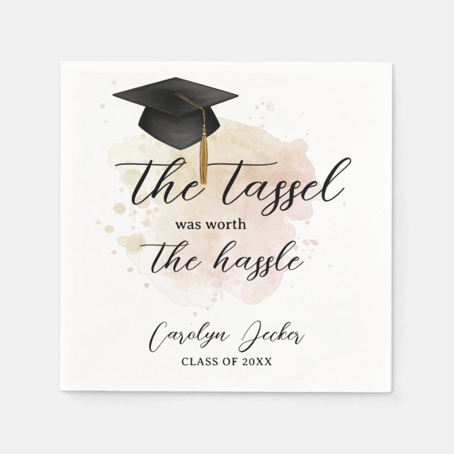 Servilleta De Papel Graduación de Tassel Worth Hassle (Anverso)
