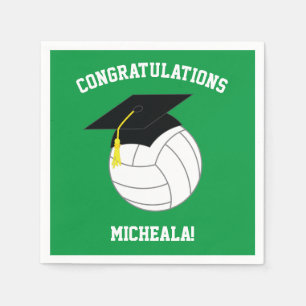 Servilleta De Papel Graduación de voleibol Deportes Verde