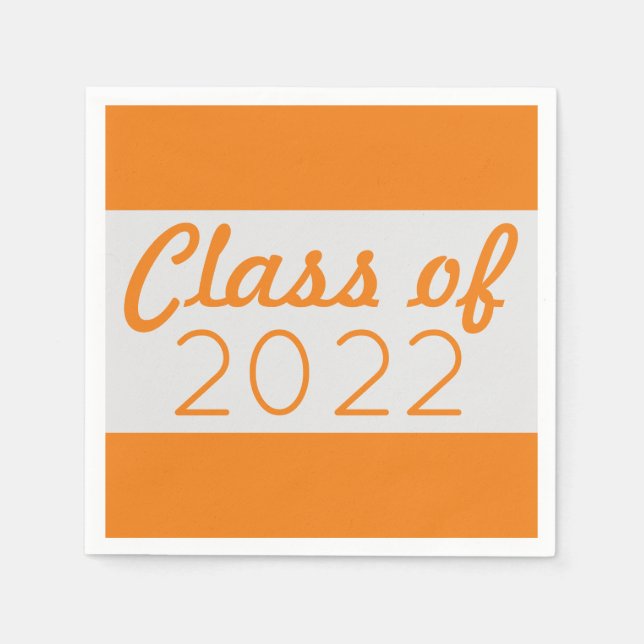 Servilleta De Papel Graduación del año Silver y Naranja (Anverso)