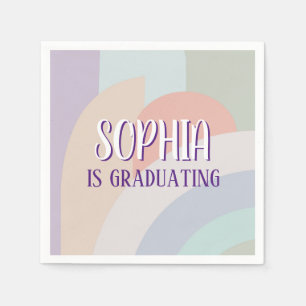 Servilleta De Papel Graduación del arco iris Boho Pastel