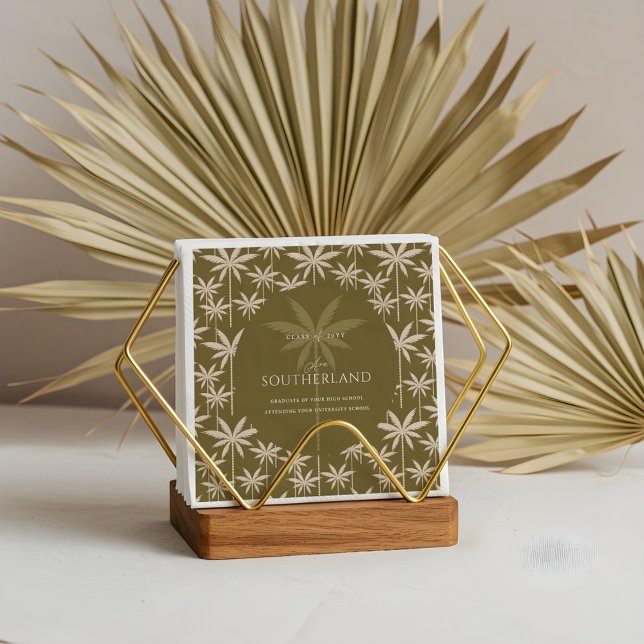 Servilleta De Papel Graduación del patrón del árbol de palmas tropical (Boho Retro Tropical Palm Tree Pattern Graduation Napkins)