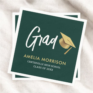 Servilleta De Papel Graduación del título de oro del graduado verde es