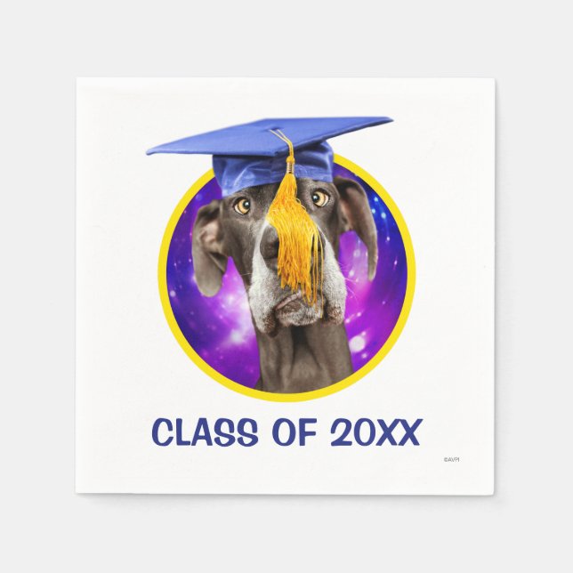 Servilleta De Papel Graduación divertida de perro con Gorra (Anverso)