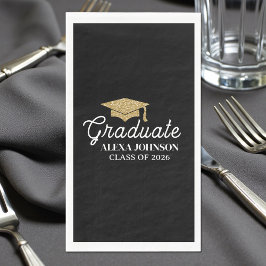Servilleta De Papel Graduación Elegante de la Clase de 2026 en Negro
