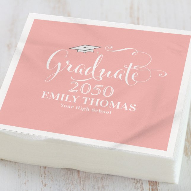 Servilleta De Papel Graduación Elegante Mortarboard Minimalista (Subido por el creador)
