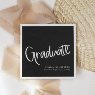 Servilleta De Papel Graduación en blanco y negro de estilo moderno Cas