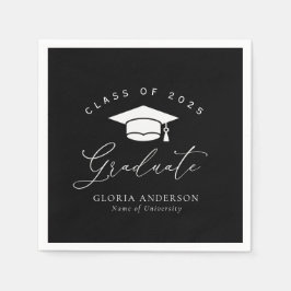 Servilleta De Papel graduación en negro de escritura blanca